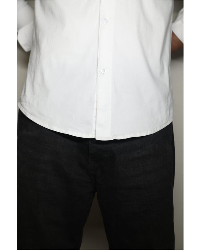 White Long-Sleeve shirt with Red Tulip Flower embroidery