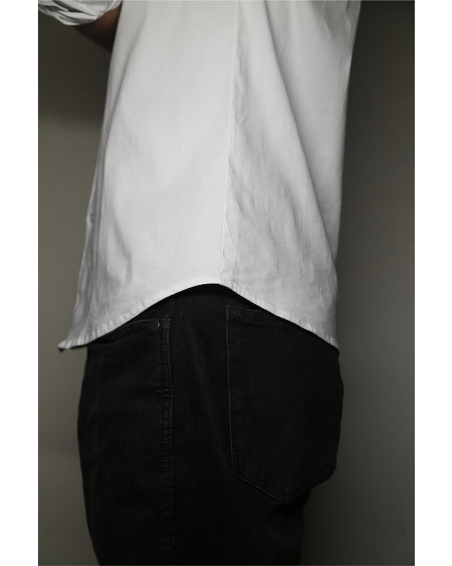 White Long-Sleeve shirt with Red Tulip Flower embroidery