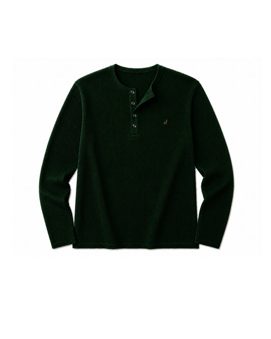 Core Waffle henley-GREEN