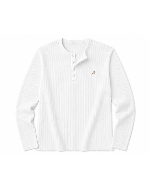 Core Waffle henley-WHITE