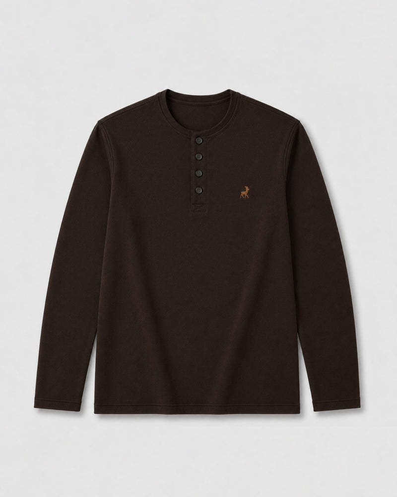 220GSM Pure Cotten Henley-SEPIA