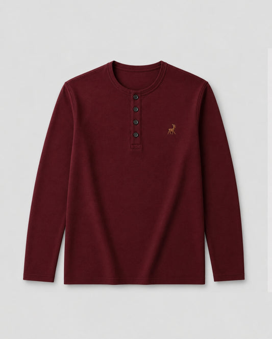 220GS, PURE Cotten Henley-MAROON