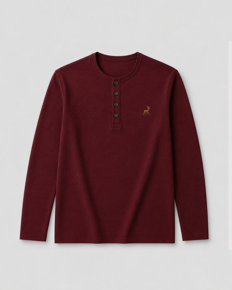 220GS, PURE Cotten Henley-MAROON