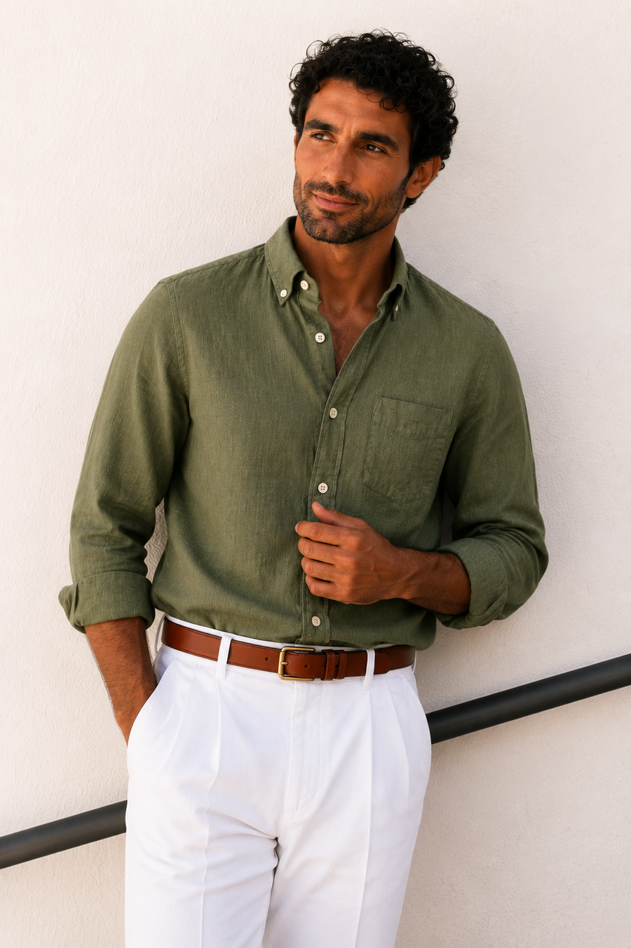 Linen Shirt Forest Green