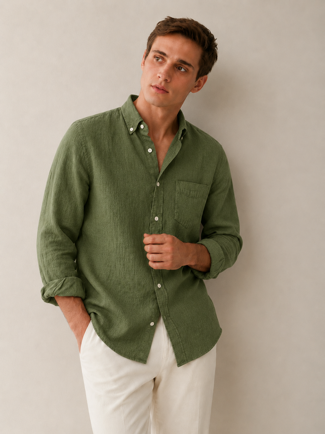 Linen Shirt Forest Green